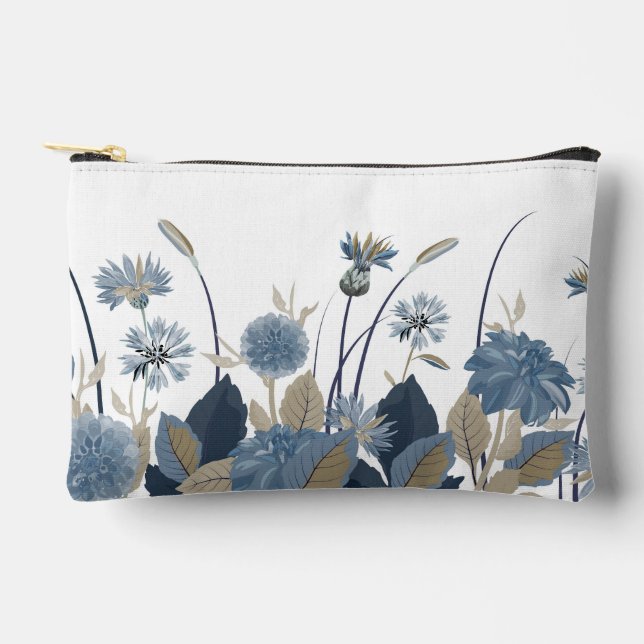 Blue Dahlias Cornflower Zubehörtasche (Vorderseite)