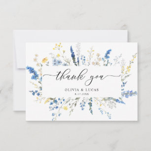 Blue Dainty Wild Blume Boho Rustic Wedding Dankeskarte