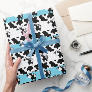 Blue Dairy Cow Baby Shower Wrapping Paper Geschenkpapier