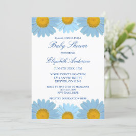 Blue Daisies Floral Baby Shower Einladung