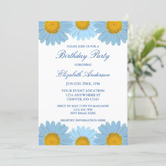 Blue Daisies Floral Birthday Einladung