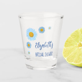 Blue Daisies Floral Brautparty Schnapsglas