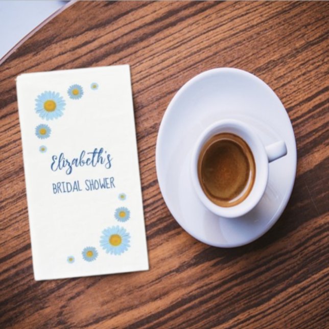 Blue Daisies Floral Brautparty Serviette (Von Creator hochgeladen)