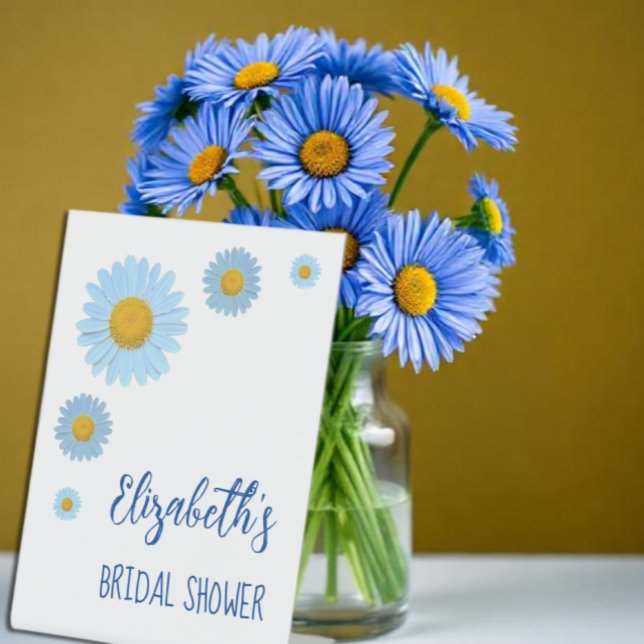 Blue Daisies Floral Brautparty Sockelschild (Von Creator hochgeladen)