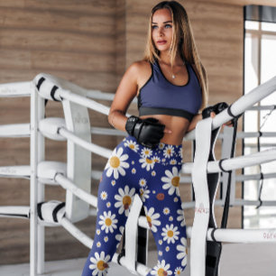 Blue Daisies Floral Gemustert LEGGINGS