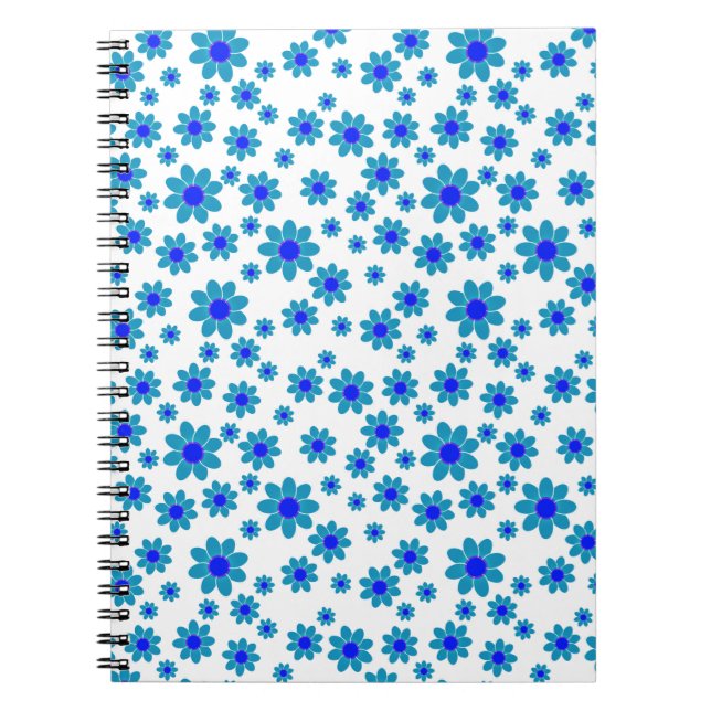 Blue Daisies | Floral Repetierendes Daisy Muster F Notizblock (Vorderseite)