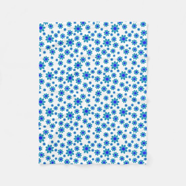 Blue Daisies | Floral Repetierendes Muster Fleecedecke (Vorderseite)