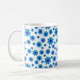 Blue Daisies Floral Repetierendes Muster Kaffeetasse