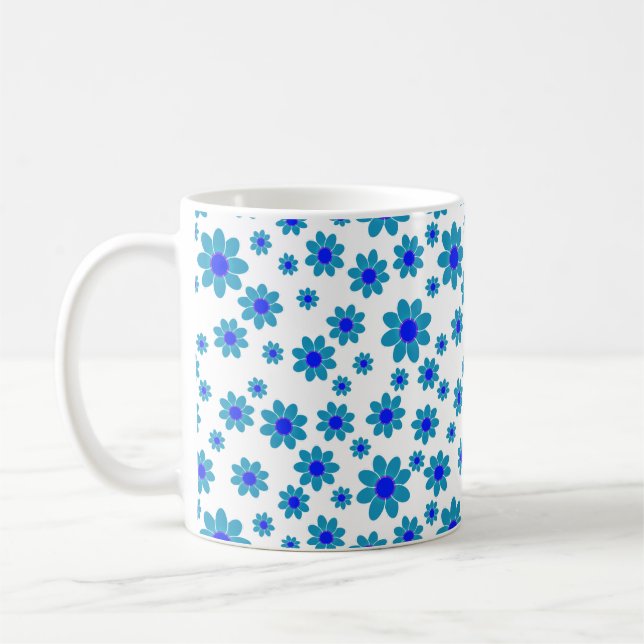 Blue Daisies | Floral Repetierendes Muster Kaffeetasse (Links)