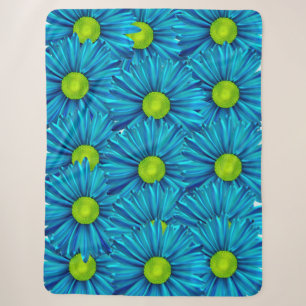 Blue Daisies Sherpa Blanket Sherpadecke
