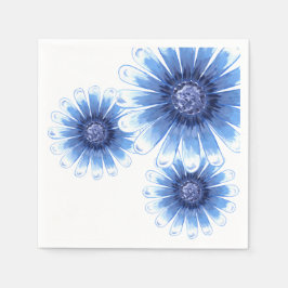 Blue Daisy 3 Blume Napkin Serviette