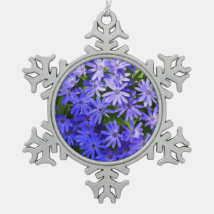 Blue Daisy ähnliche Blume Naturfotografie Schneeflocken Zinn-Ornament