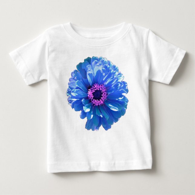 Blue Daisy, blaues blühendes Foto Baby T-shirt (Vorderseite)