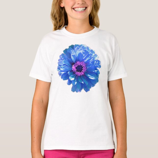 Blue Daisy, blaues blühendes Foto T-Shirt (Vorderseite)