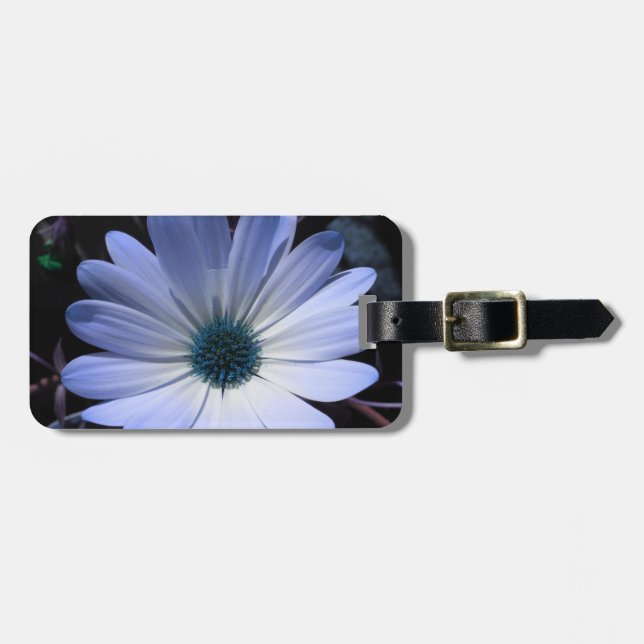 Blue Daisy Blume Custom Luggage Tag Gepäckanhänger (Vorderseite horizontal)