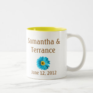Blue Daisy Blume individuell anpassbar Zweifarbige Tasse