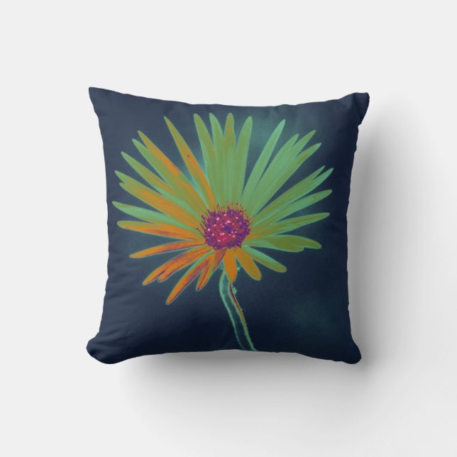 Blue Daisy Blume Kissen (Vorderseite)