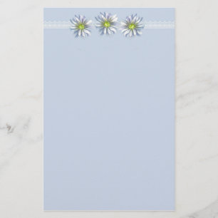 Blue Daisy Blume Zeichne Grenze Briefpapier