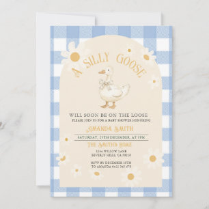 Blue Daisy Boy Goose Baby Dusche Einladung