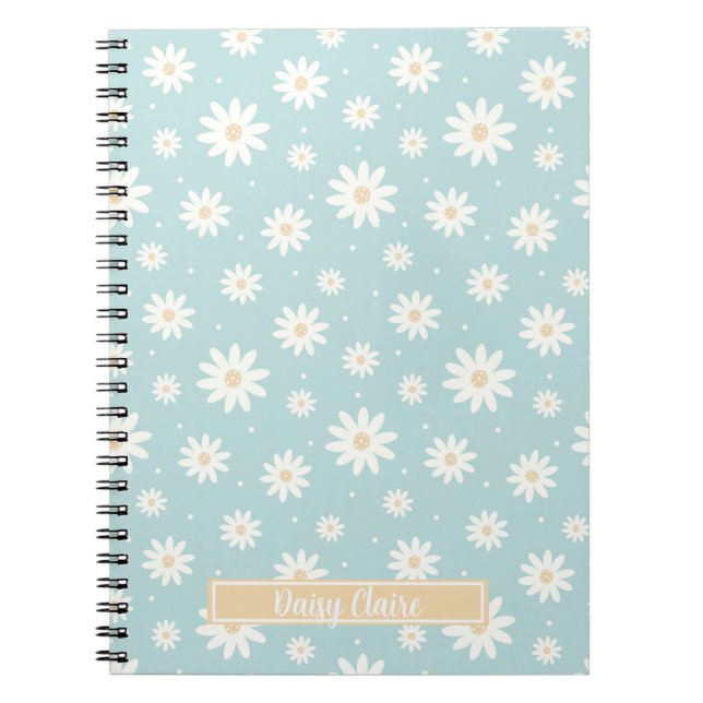 Blue Daisy Floral Custom Notebook Notizblock (Vorderseite)