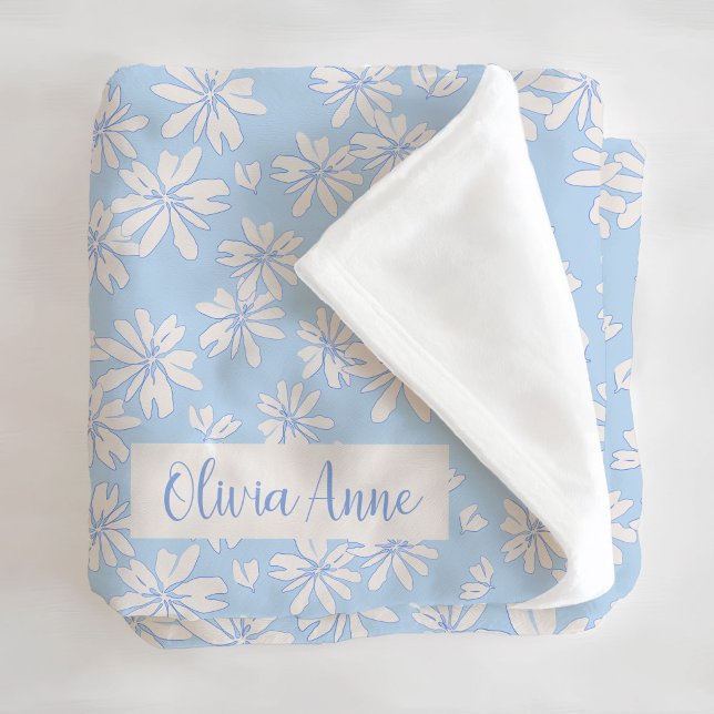 Blue Daisy Floral Girls Custom Fleece Blanket (Von Creator hochgeladen)