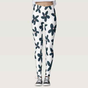 Blue Daisy Floral Niedlich Workout läuft Leggings