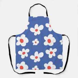 Blue Daisy Floral Pattern Playful Flower Art Schürze