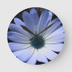 Blue Daisy Flower Wall Clock Runde Wanduhr