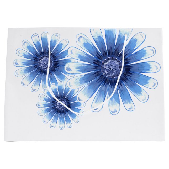 Blue Daisy Gift Bag Große Geschenktüte (Vorderseite)
