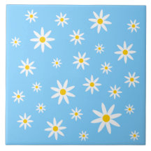 Blue Daisy Keramik Tile
