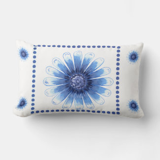 Blue Daisy Lumbar Pillow Lendenkissen