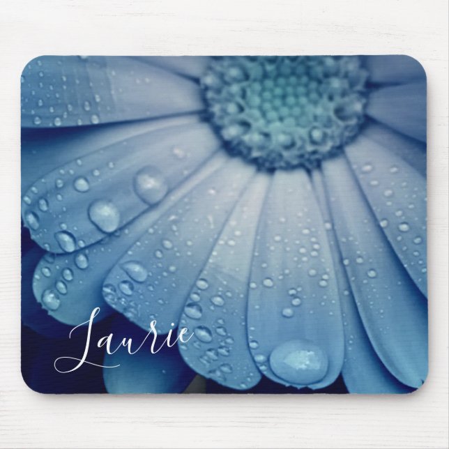 Blue Daisy mit Dew Drops Mouse Pad Mousepad (Vorne)