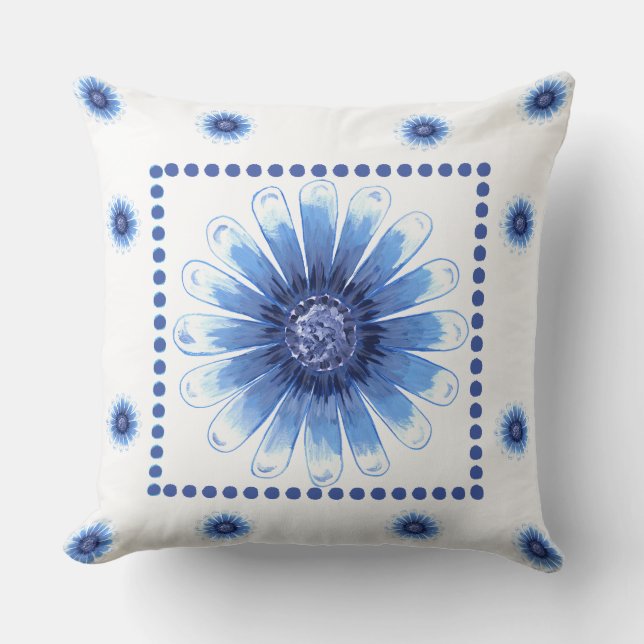 Blue Daisy Pillow Kissen (Vorderseite)