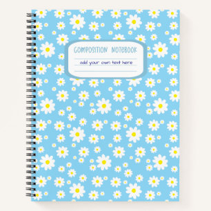 Blue Daisy Print-Zusammensetzung Notizbuch
