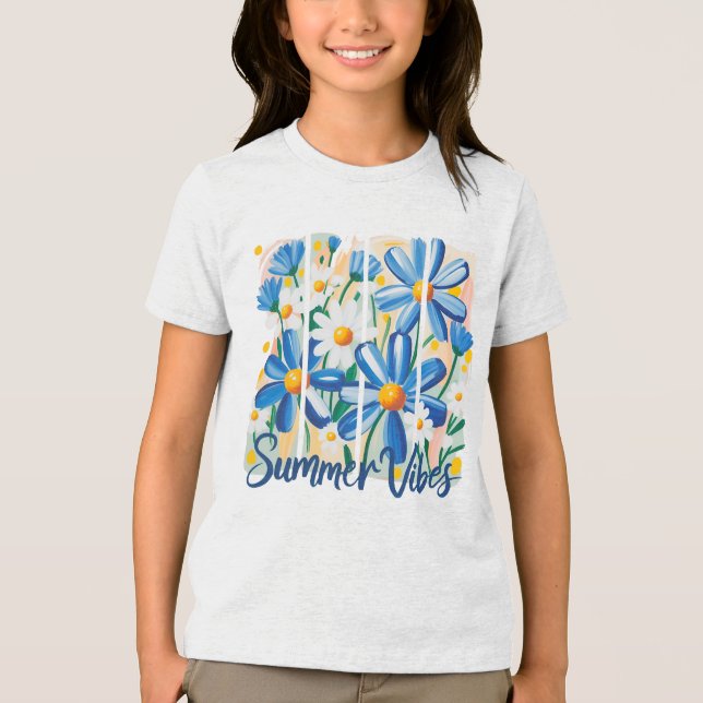 Blue Daisy Tri-Blend Shirt (Vorderseite)