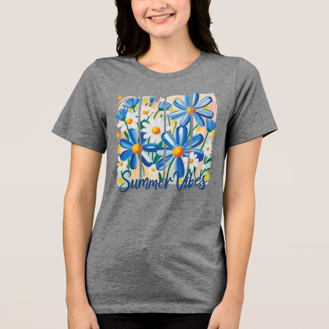 Blue Daisy Tri-Blend Shirt (Vorderseite)