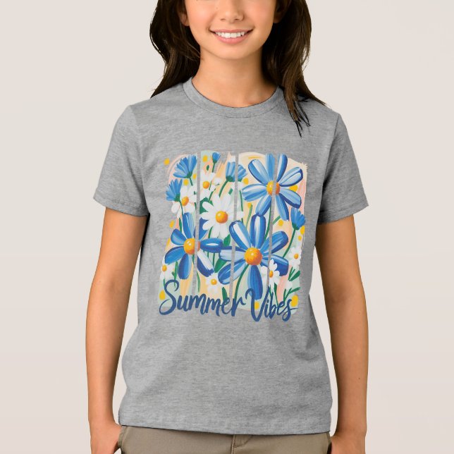Blue Daisy Tri-Blend Shirt (Vorderseite)