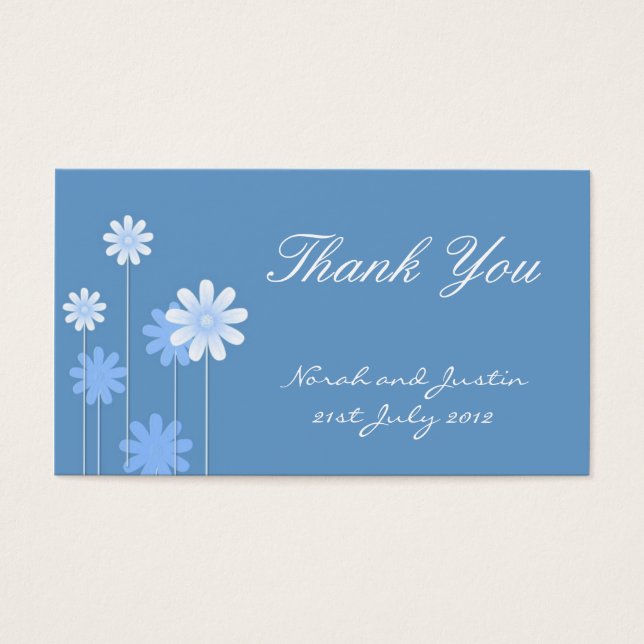 Blue Daisy Wedding Dankeschön Card (Vorderseite)