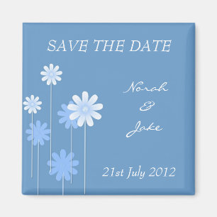 Blue Daisy Wedding Save the Date Magnet