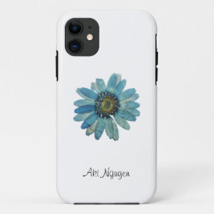 Blue Daisy Weißer Hintergrund mit Name ändern Case-Mate iPhone Hülle
