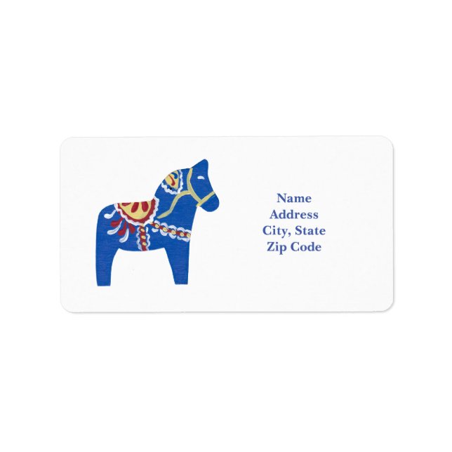 Blue Dala Horse Address Labels Adressaufkleber (Vorne)