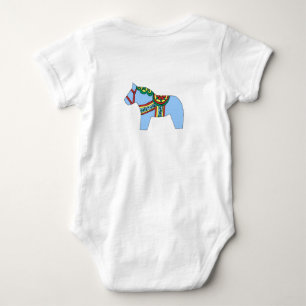 Blue Dala Horse Baby Bodysuit Strampler