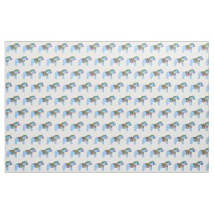 Blue Dala Horse Fabric Stoff