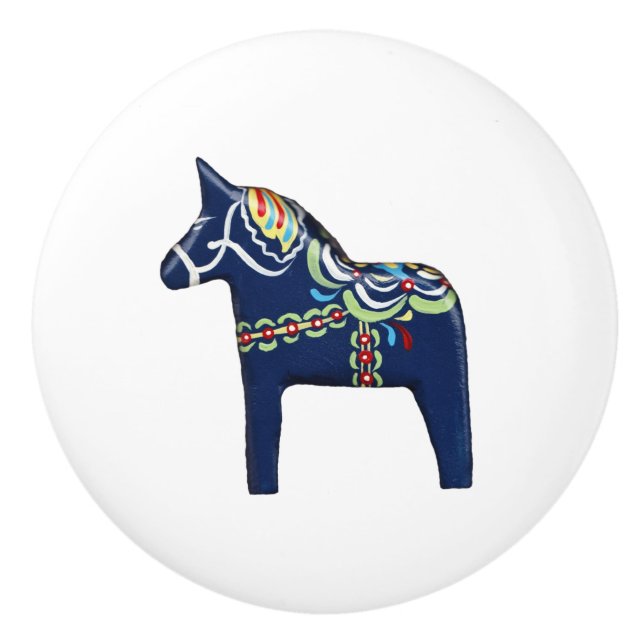 Blue Dala Horse Keramik Knob Keramikknauf (Vorderseite)