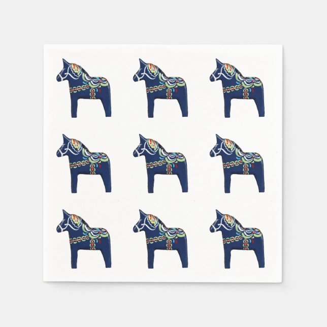 Blue Dala Horse Paper Napkins Serviette (Vorderseite)