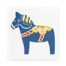 Blue Dala Horse Paper Napkins