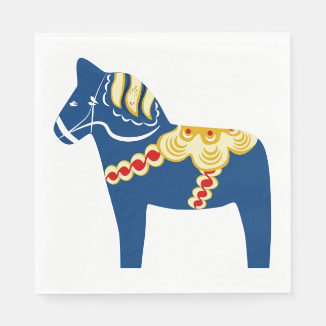 Blue Dala Horse Paper Napkins Serviette (Vorderseite)