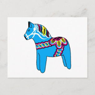 Blue Dala Horse Postkarte
