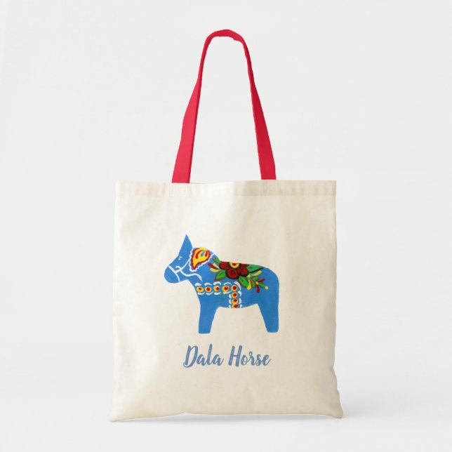 Blue Dala Horse Tote Bag Tragetasche (Vorne)