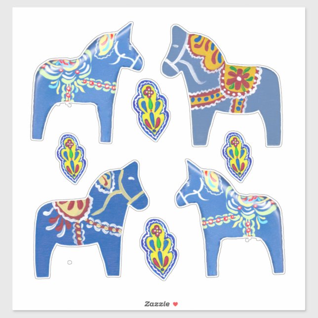 Blue Dala Horses Sticker (Blatt)